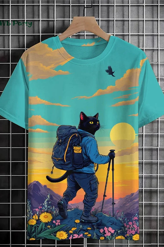 🐱  3D Travel Cat Print T-Shirt – Playful Summer Streetwear FitiqueFit