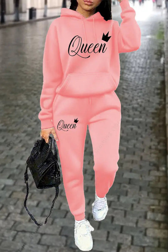 Queen Letter Graphic Print Women's Sets Hoodies Pants 2pcs Suit Autumn Winter Sports Jogging High quality Aesthetic Tracksuit 