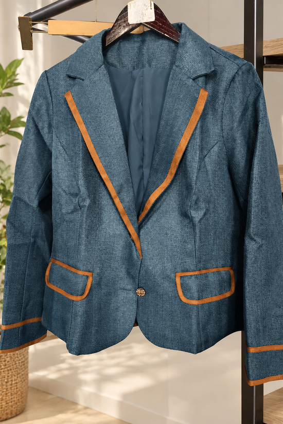 Women's Vintage-Inspired Contrast-Trim Blazer 