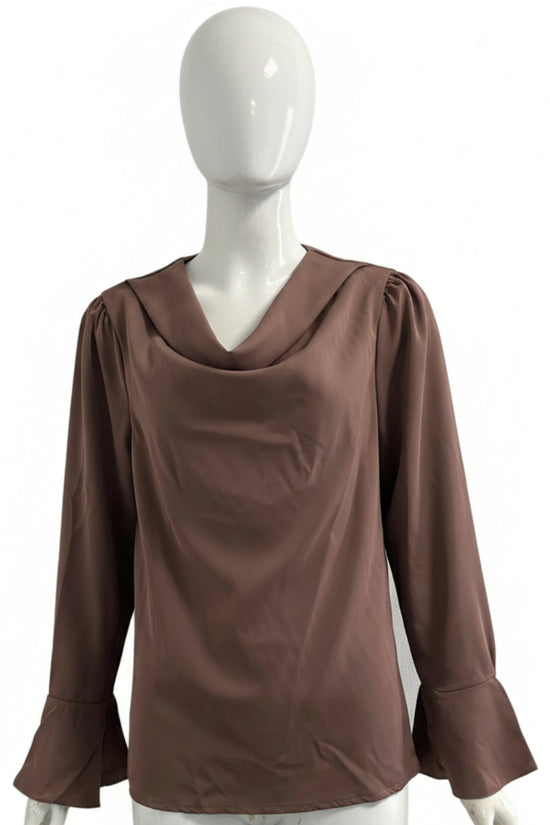 Cowl Neck Trumpet Cuff Blouse 