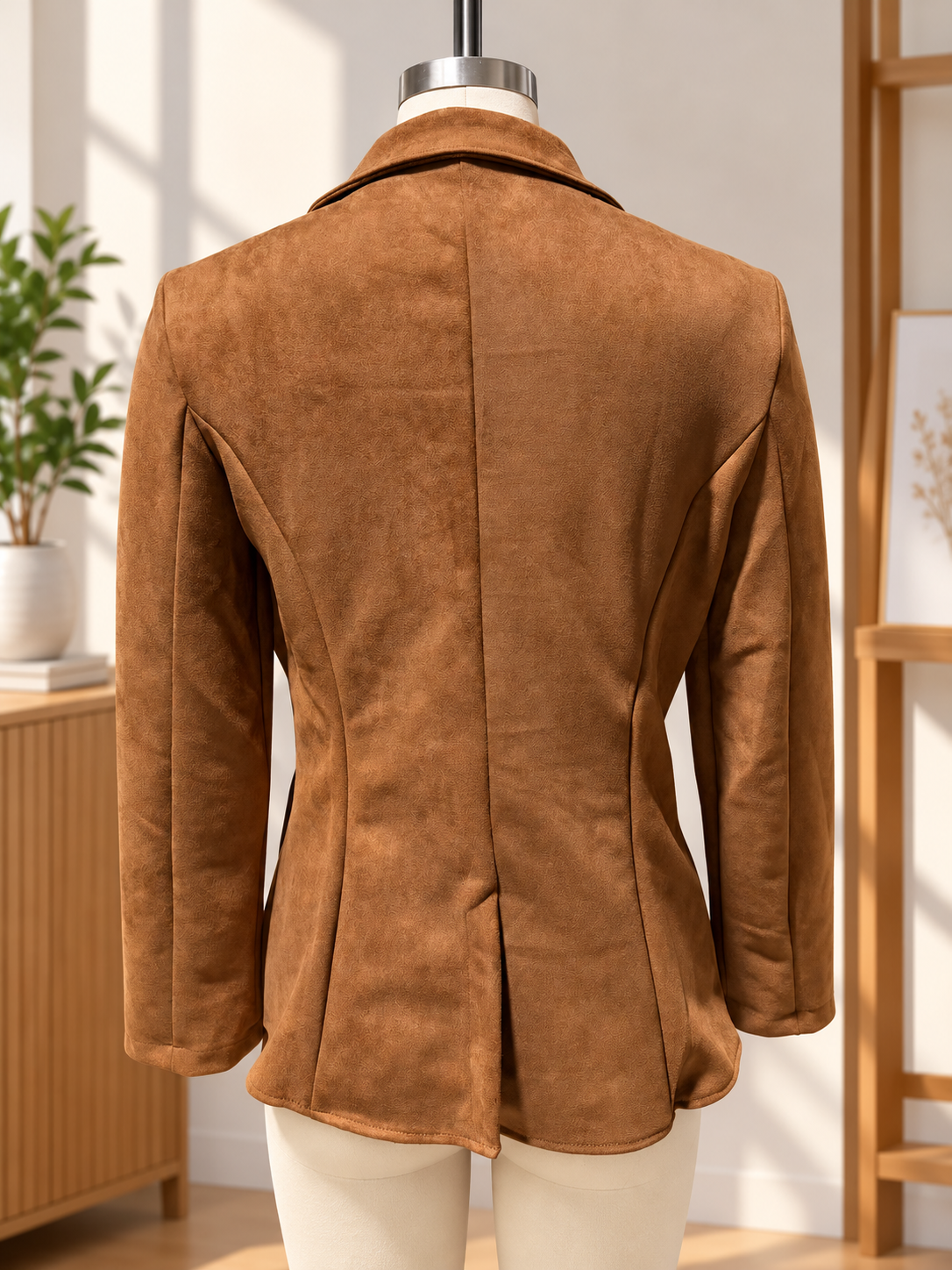 Women's Loose-Fit Faux-Suede Lapel Blazer 