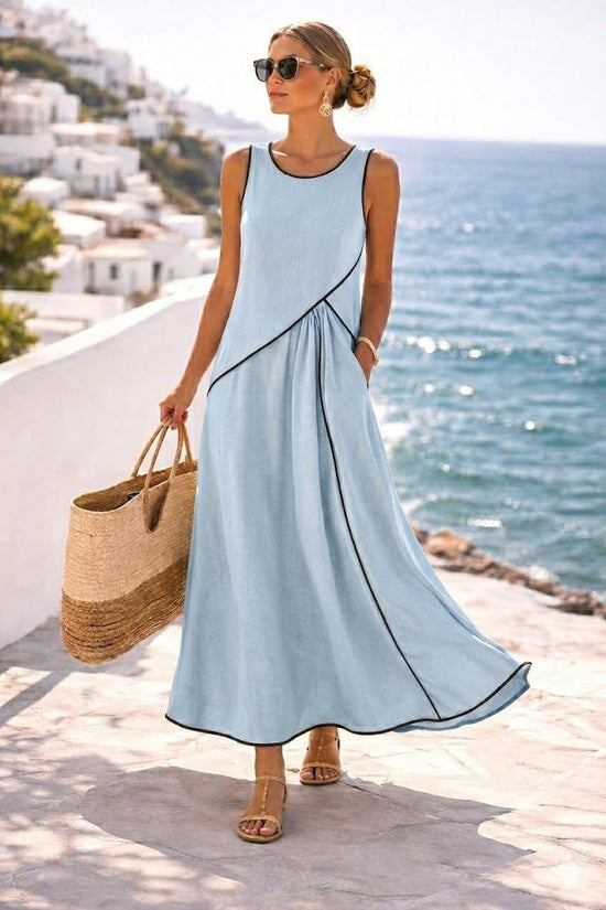Mediterranean-style Vacation Dress For Women Contrast Colors 