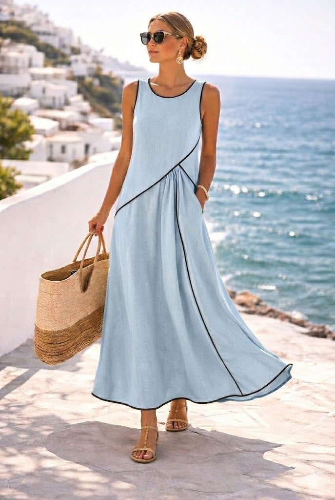 Mediterranean-style Vacation Dress For Women Contrast Colors 