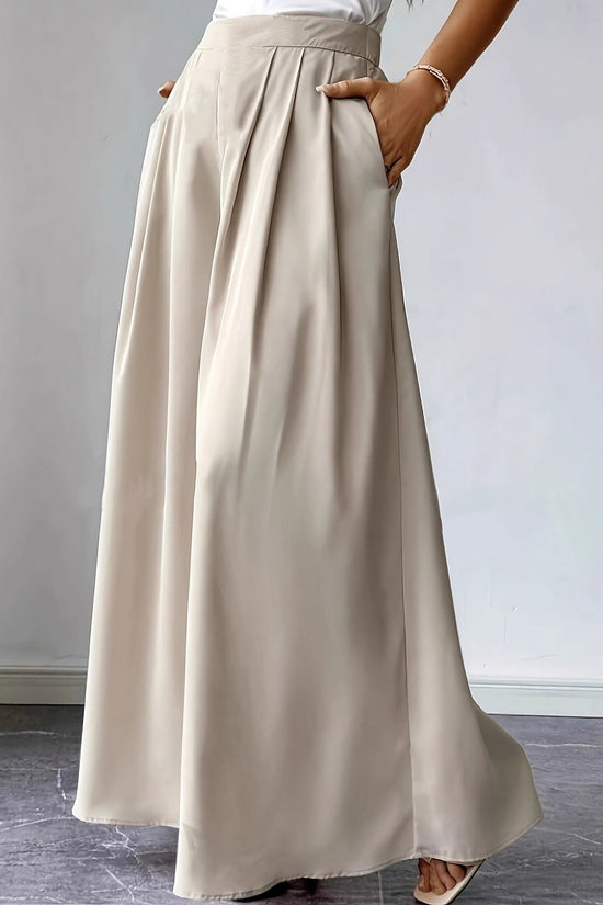 Semi-elastic High-waisted Versatile Pleated Design Relaxed Bohemian Wide-leg Pants 