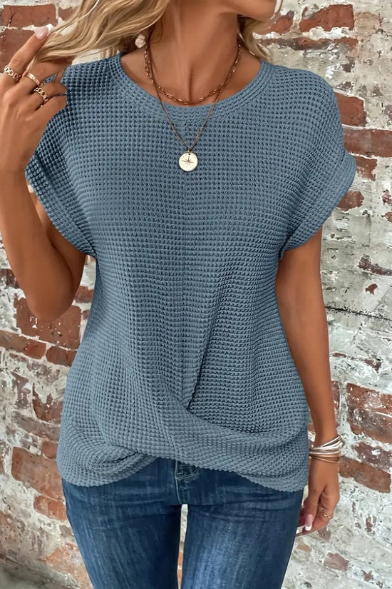 Women’s Textured Cuff Short‑Sleeve Tee 