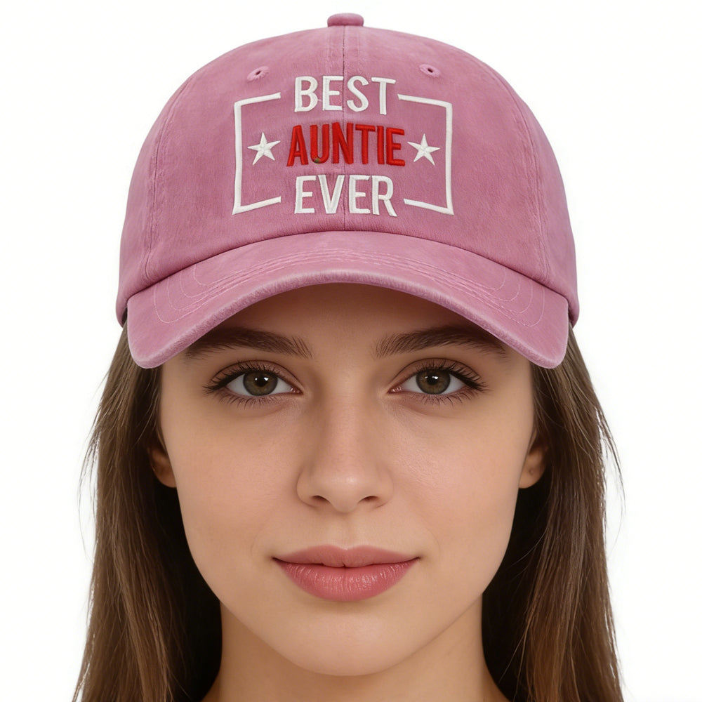 Best Auntle Ever Adjustable Wash Cotton Baseball Cap 