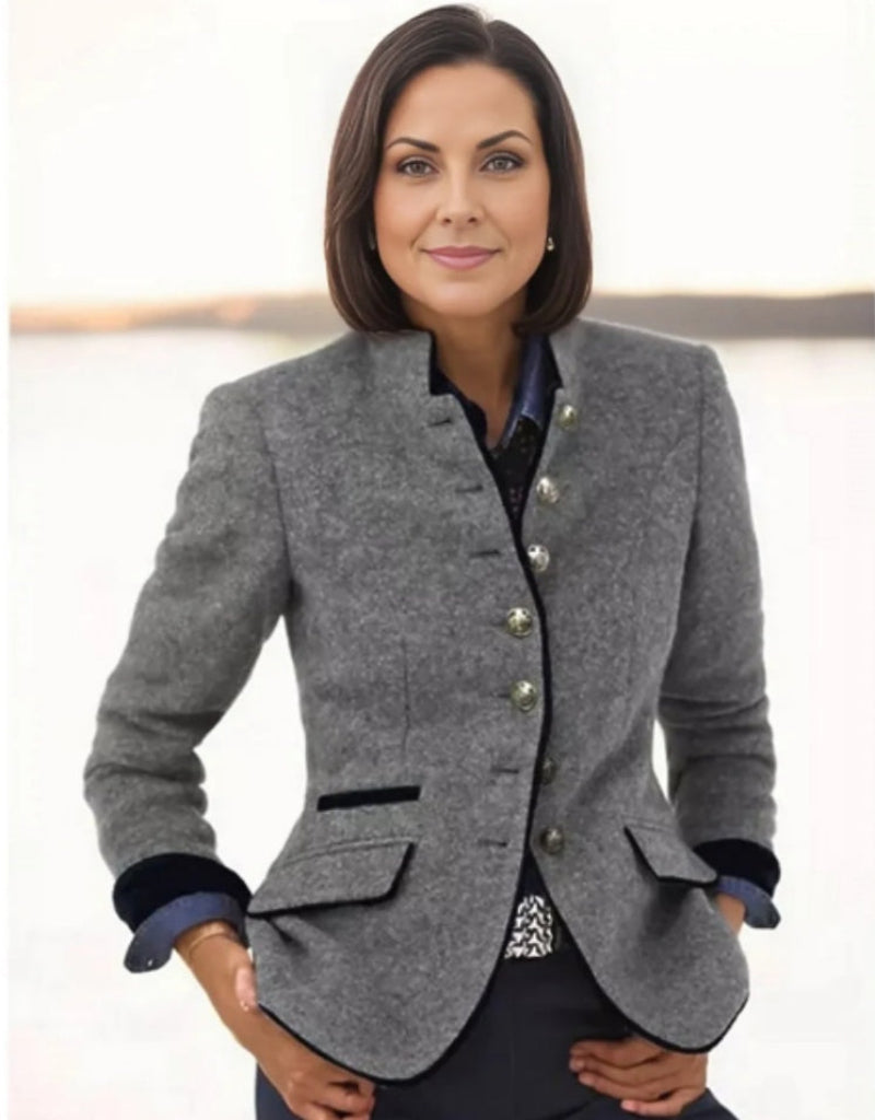 Multi-button Color Matching Women's Woolen Jacket 