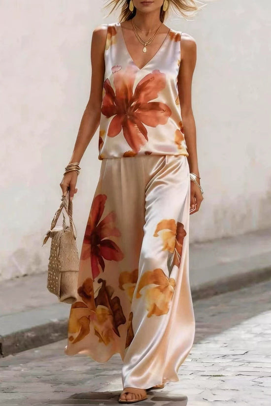 Sleeveless Printed Vest And Pants Set 