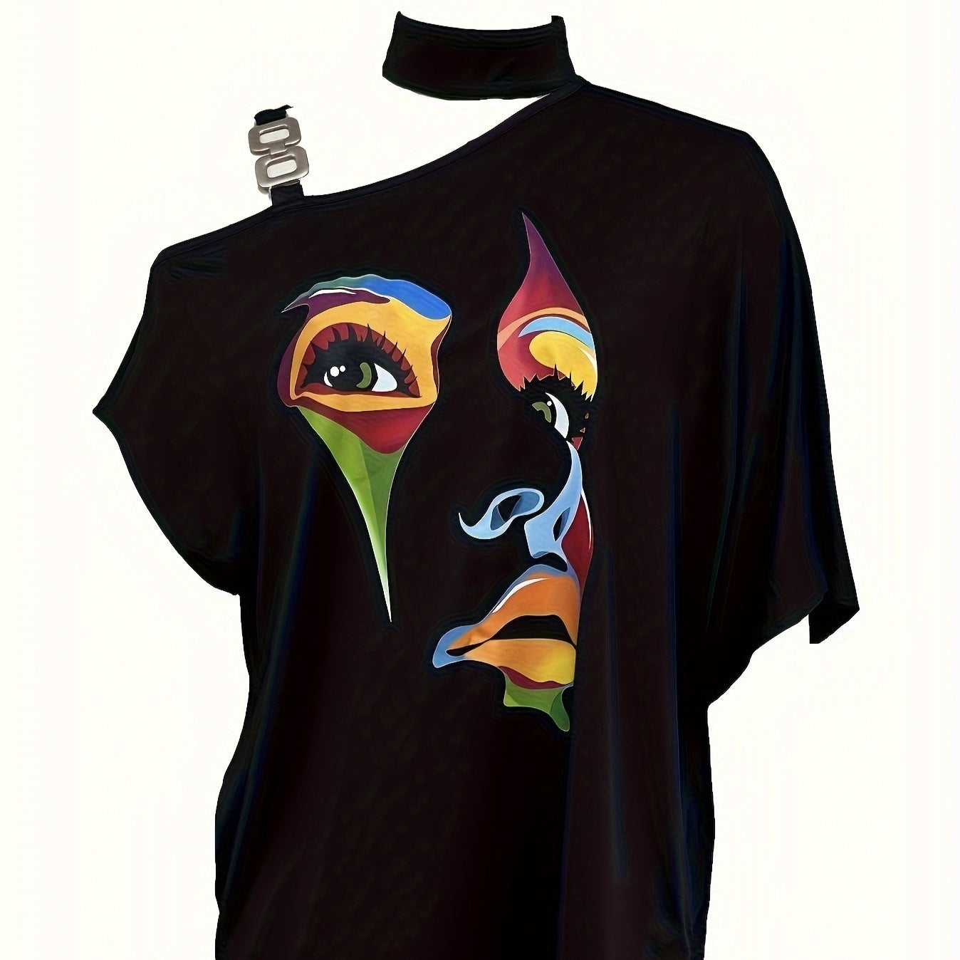 Women’s One-Shoulder Printed T-Shirt CJ US
