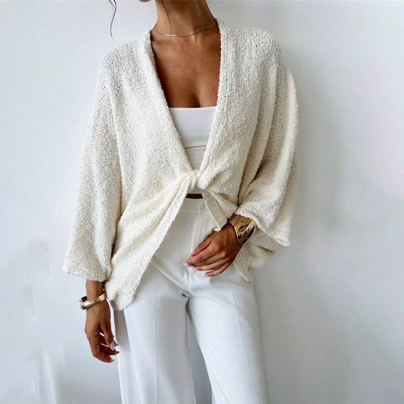 Women’s Criss Cross Knit Sweater – Loose Fit Twisted Pullover Top CJ US