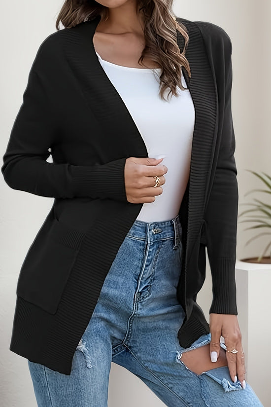 2025 Women's New Cardigan, Solid Color Knitted Jacket, Casual Lightweight Cardigan With Pockets, Fashionable Top For Streetwear Women CJ US