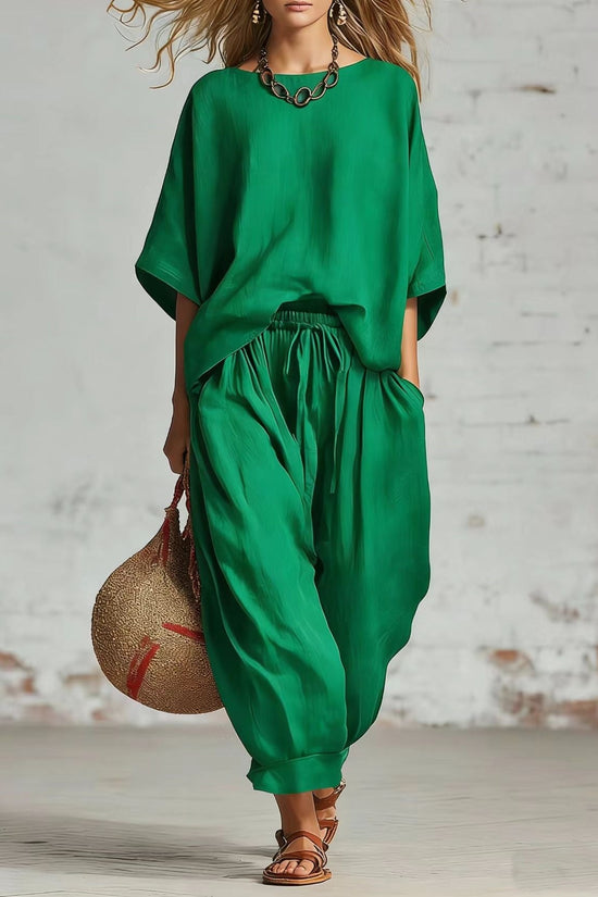Women's Solid Color Loose Casual Set 