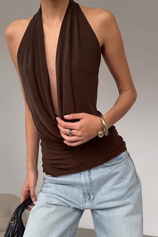 Spring Summer Designer Knitted Backless Boat-Neck Top Womens Clothing 