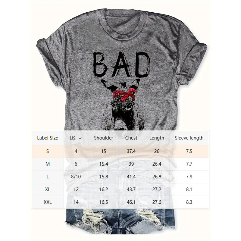 Women's Animal Letter Print Casual Short Sleeve T-Shirt CJ