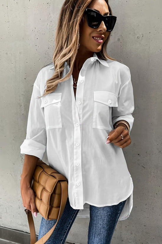Women’s Casual Long Sleeve Shirt with Pocket CJ US