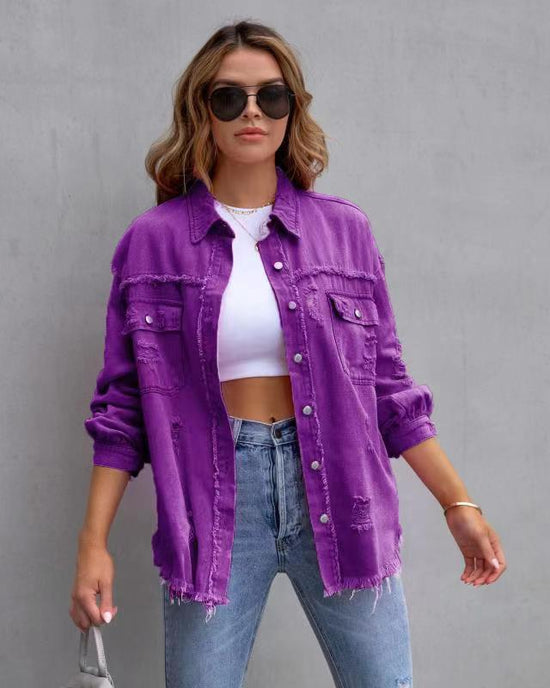 Ripped Shirt Jacket Female | oversized shirts for women | Diversi