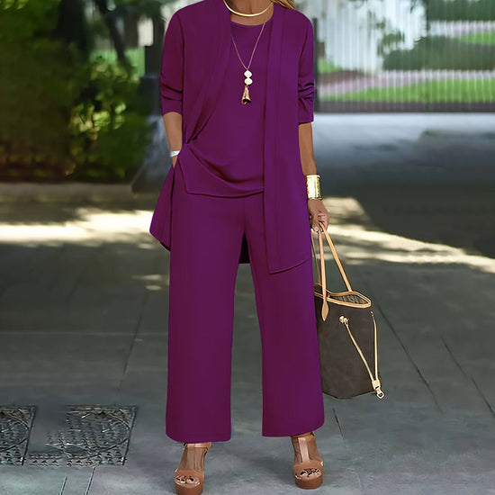 Women's Plus Size Casual 3-Piece Set Open Front Cardigan Sleeveless Vest Pants Solid Color Lounge Set CJ US