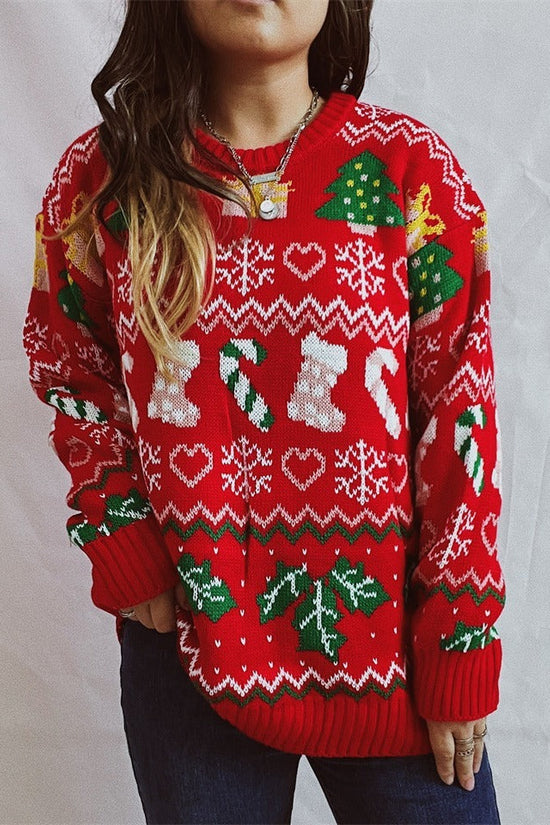 Women's Stylish Loose Round Neck Long-sleeved Sweater CJ