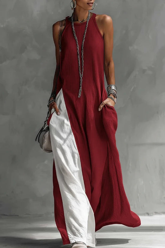 Womens Sleeveless Loose-Fit Off-Shoulder Dress With Pockets 