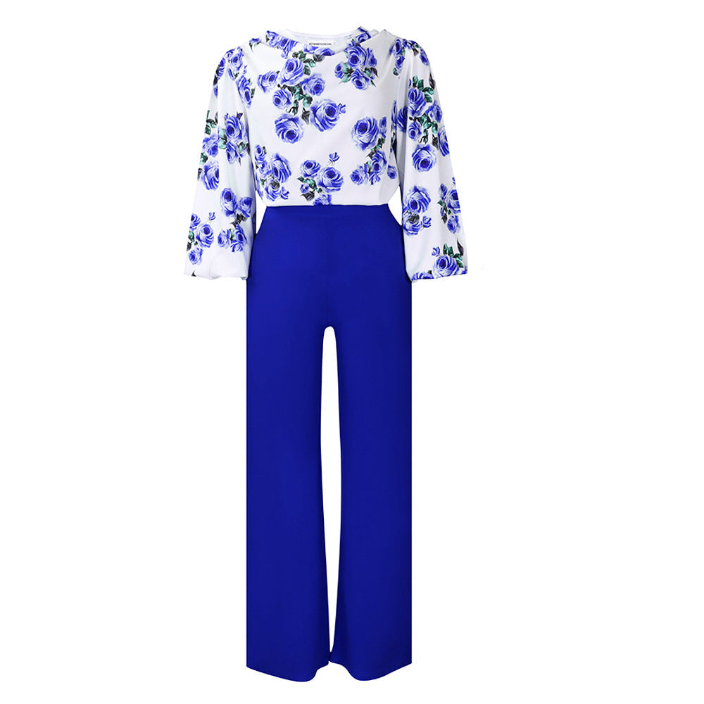 Women's Fashionable Printed Lace-Up Casual Set 