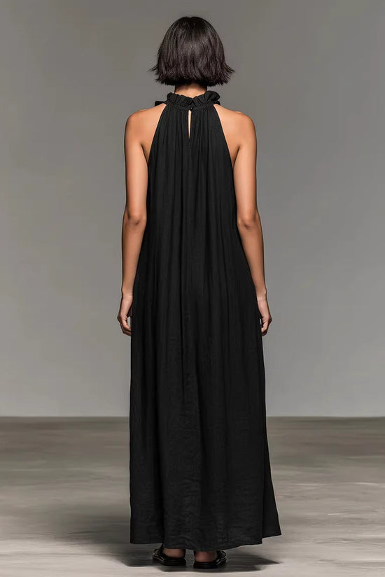 Resort-style Ruffled Halterneck Sleeveless Dress Loose-fitting And Figure-flattering Maxi Skirt 