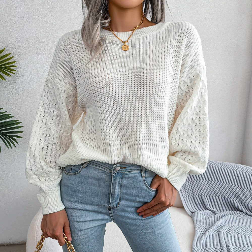 Autumn And Winter Casual Lantern Long Sleeve Knitted Sweater Women's Clothing CJ US