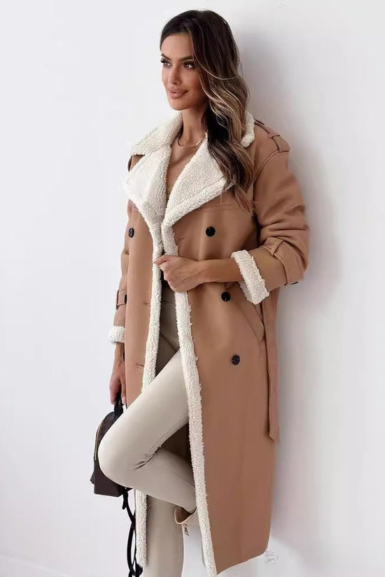Winter Jacket With Belt Fashion Double Breasted Lapel Windbreaker Women's Long Trench Coat Mid-length Overcoat Clothing 