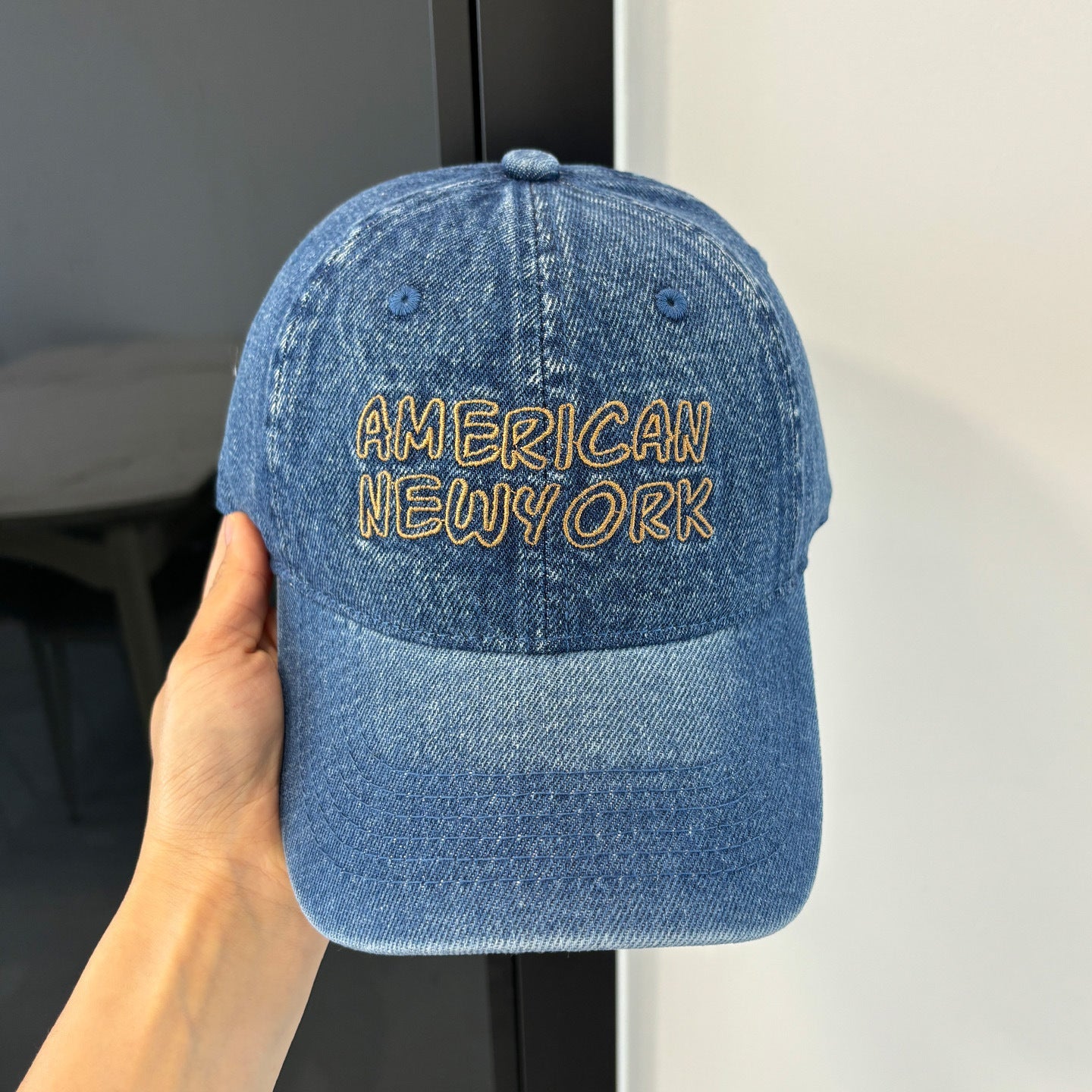 American Retro Washed Denim Peaked Cap Female Korean Style CJ