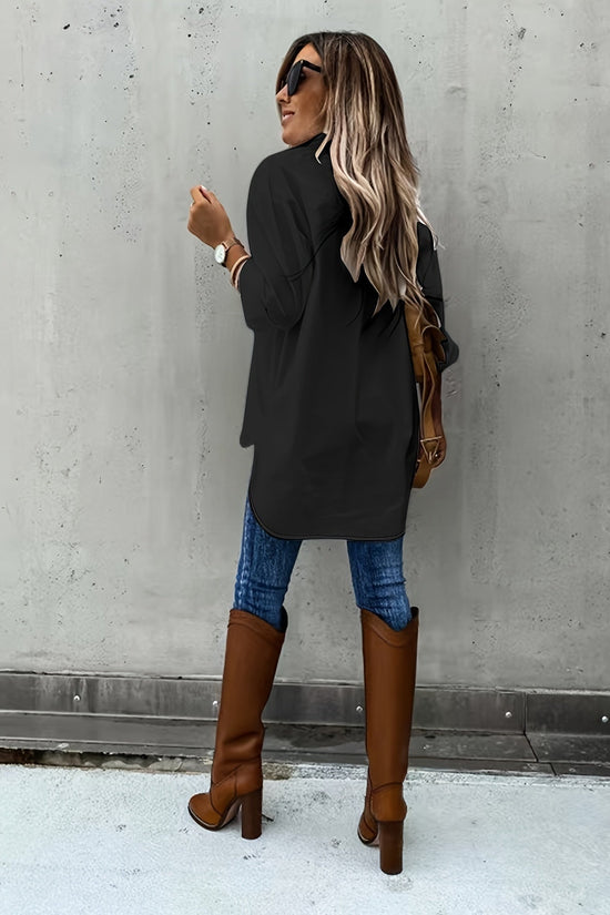 Women’s Casual Long Sleeve Shirt with Pocket CJ US