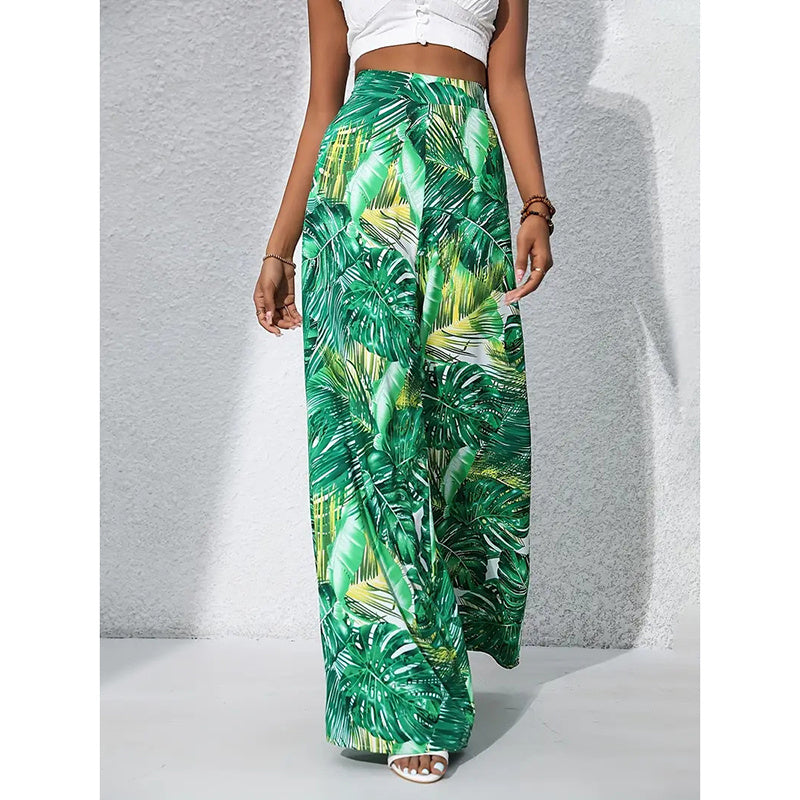 Palazzo Pants For Women Casual High Waist Printed Wide Leg Pant Trendy Boho Trousers Fashion Beach Outfits CJ US