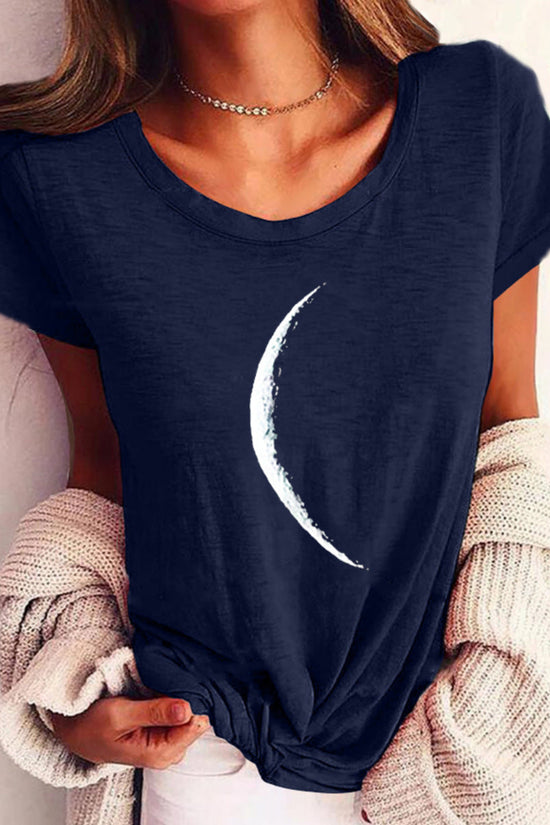Wide Collar Printed T-Shirt – Casual Short Sleeve Top for Women FitiqueFit