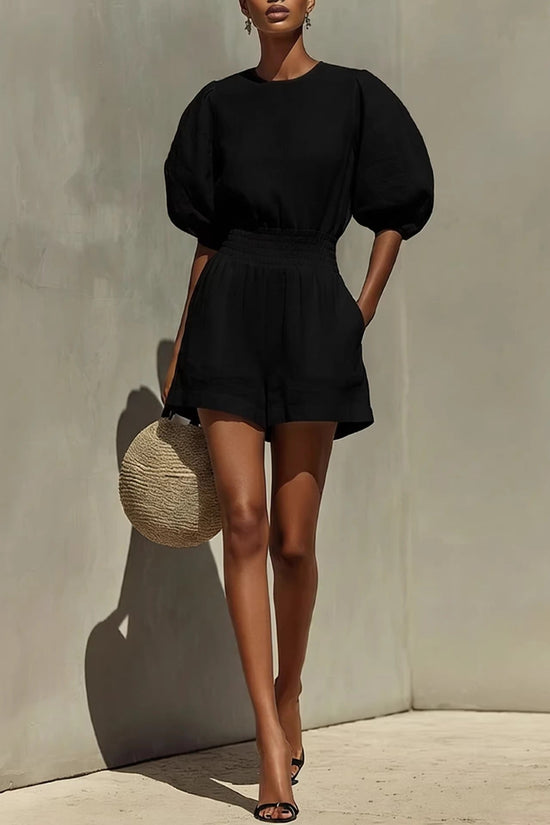 Women's Puff-Sleeve Casual Fashionable Comfortable Set 