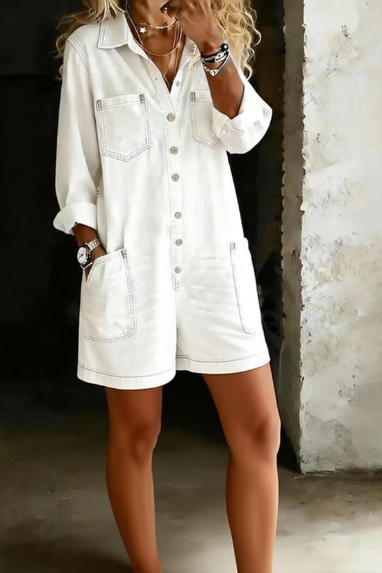 Loose-fit Faux Denim One-piece Shorts For Women 