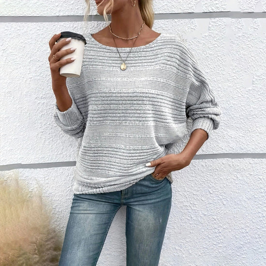 Women’s Textured Round-Neck Long-Sleeve Pullover CJ US