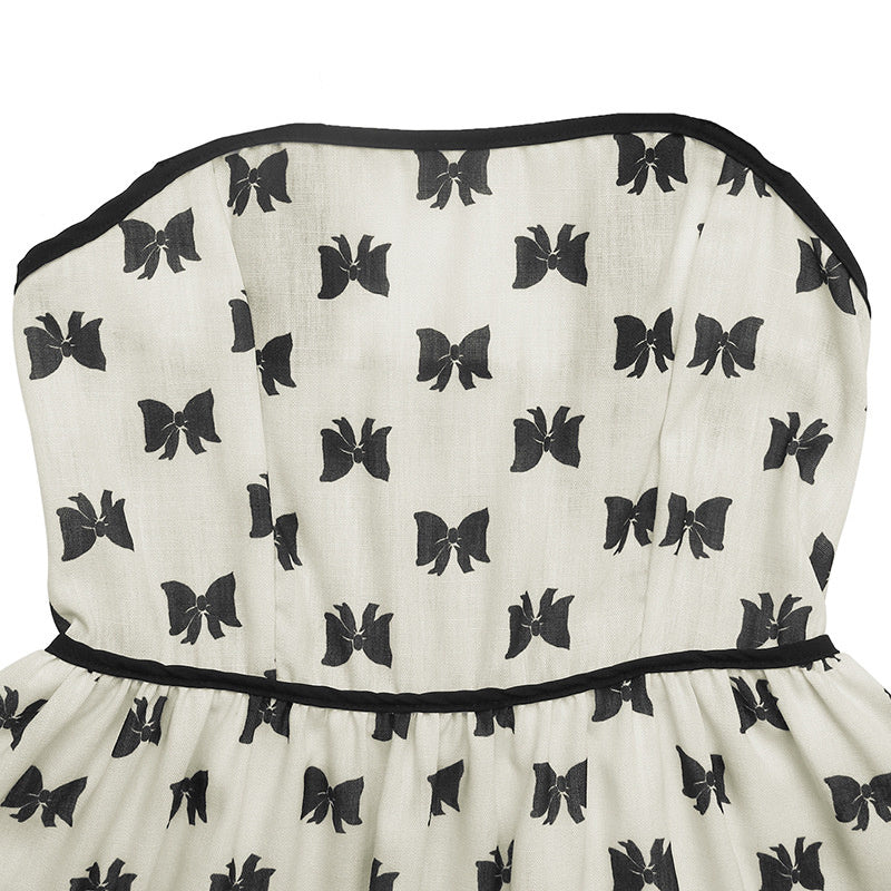 Shoulder Strap Bow Decoration With Bow Print Elegant Summer Dress CJ US