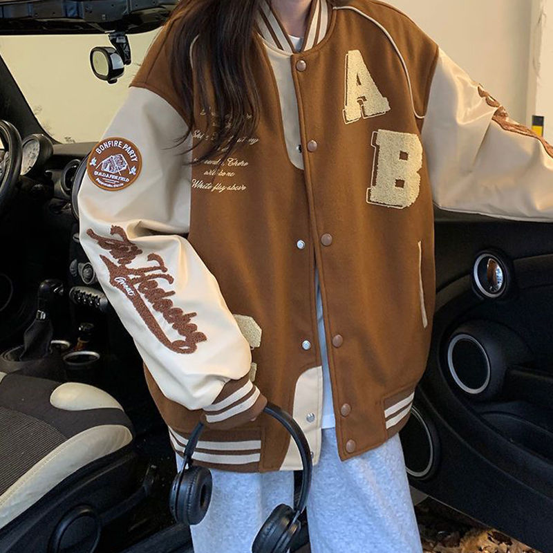Y2K Oversized Lamb-Wool Bomber Jacket Women 