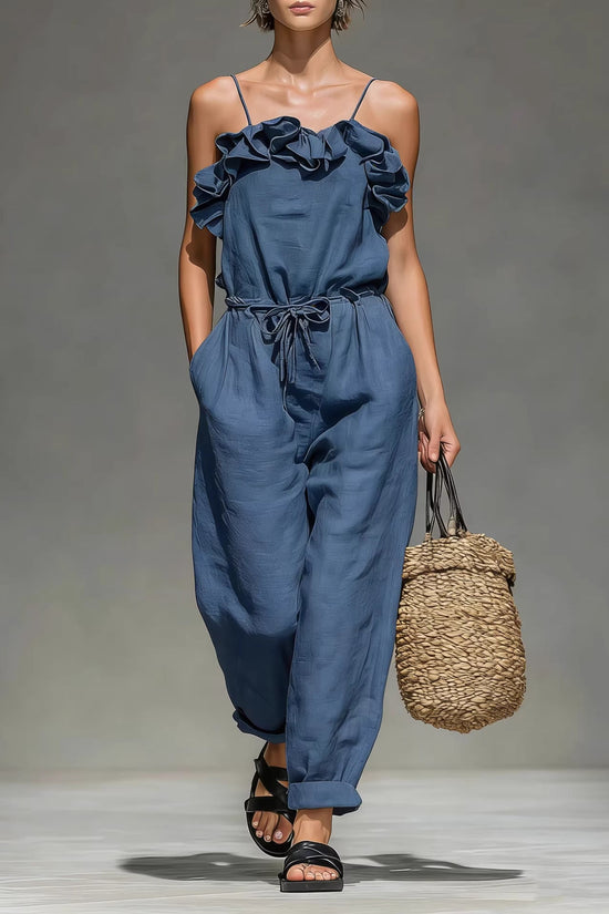 Women's Off-Shoulder Ruffled Wide-Leg Jumpsuit 