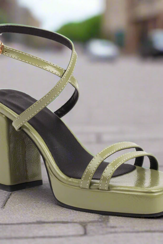 Square-Toe Buckle Strap High Heels – Elegant Thin-Strap Summer Block Heels CJ