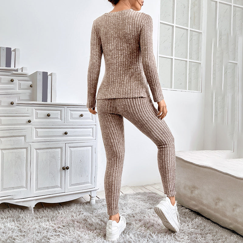 2 Piece Lounge Sets For Women Casual Pajamas Fall Fashion Outfits Long Sleeve Ribbed Knit Sweatsuits CJ US