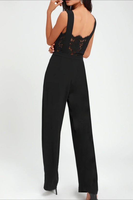 Women’s One-piece Trousers Lace Backless Deep V – High-Waisted Casual Outfit 