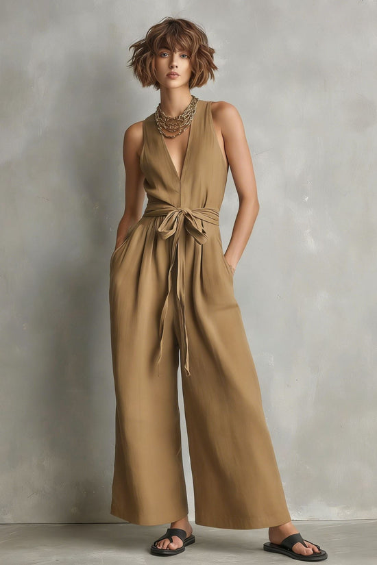 Elegant Commuter V-Neck Jumpsuit For Women 