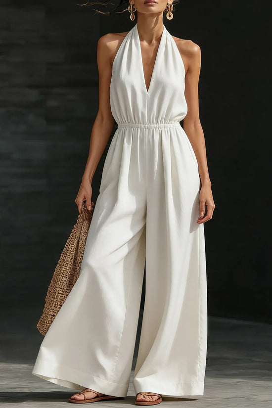 V-neck Halter Neck Jumpsuit For Women 