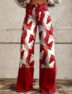 Women's Simple Pants With A Printed Pattern 