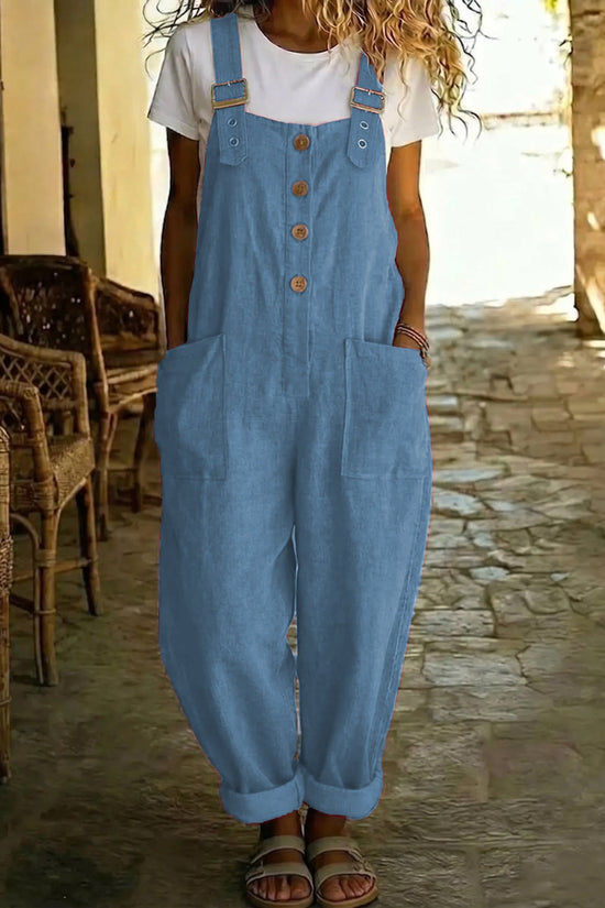 Solid-color Vintage Straight-leg Overalls For Women 