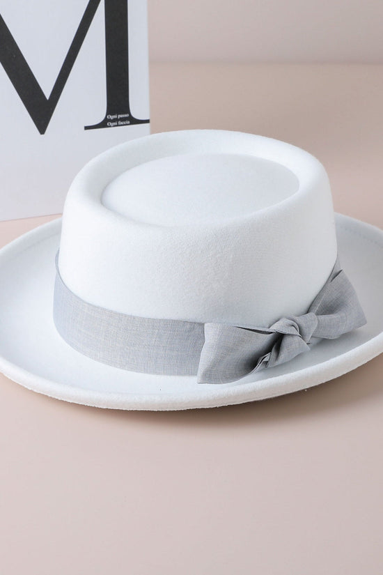 Vintage Bow British Retro Flat Top Hat for Women 