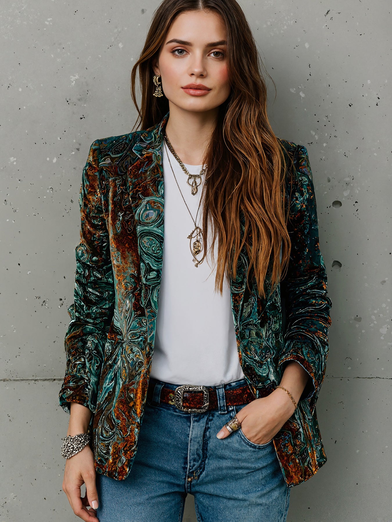Women’s Printed Suit Jacket with Lining – Autumn Winter Casual Commuter Blazer - FitiqueFit