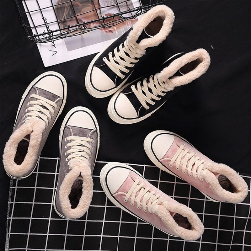 Canvas Shoes Women's Plush Cotton-padded Warm-keeping Cotton Shoes CJ