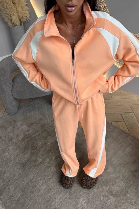 Womens Long-Sleeve Zip-Up Jacket And Sweatpants Two-Piece Set 