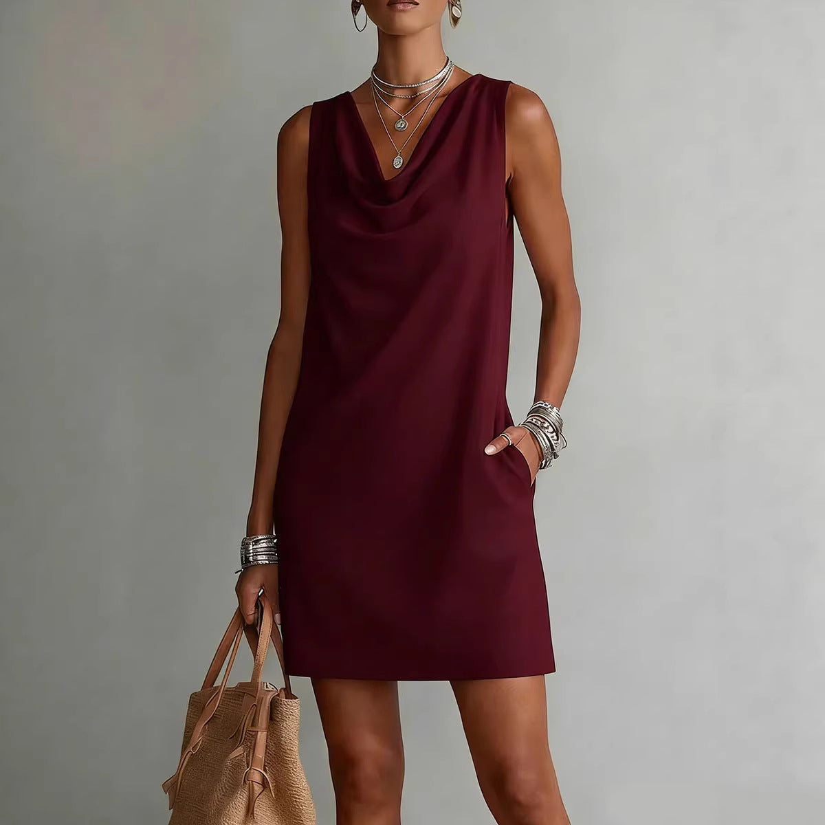 Fashionable Womens Off-shoulder Sleeveless Dress 