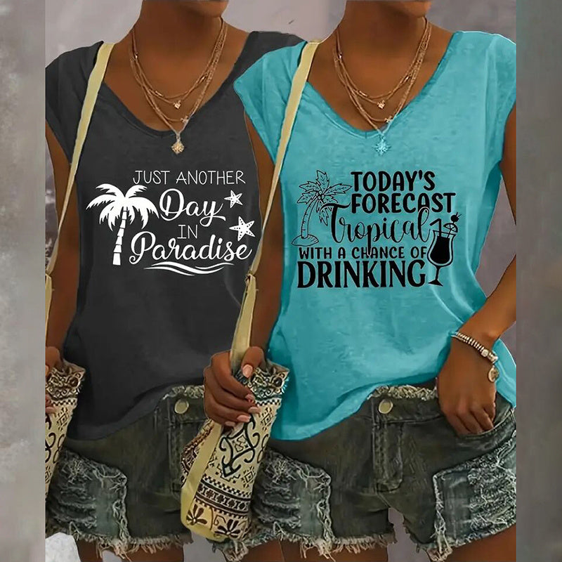 2Pack Women's V Neck Sleeveless Tank Tops Loose Fit Casual Summer Beach Shirts FitiqueFit